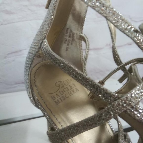 Belle Badgley Mischka Gold Shimmer Stiletto Sz 9.5 - Picture 8 of 10